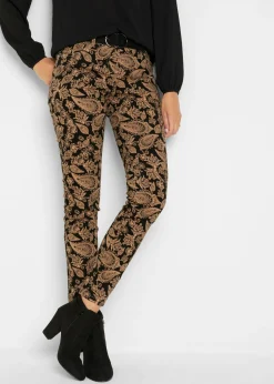 bonprix bonprix Pantalón elástico estampado Negro con patrón Paisley Online
