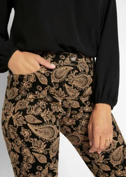 bonprix bonprix Pantalón elástico estampado Negro con patrón Paisley Online