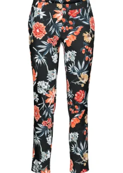 bonprix bonprix Pantalón elásticos 7/8 Negro con flores Discount