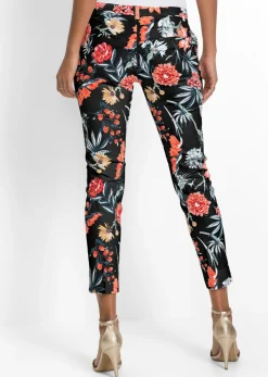 bonprix bonprix Pantalón elásticos 7/8 Negro con flores Discount