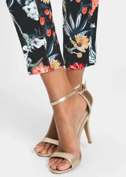 bonprix bonprix Pantalón elásticos 7/8 Negro con flores Discount