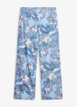 bonprix bonprix Pantalón estampado de viscosa fluida Blanco/azul claro con patrón paisley Hot