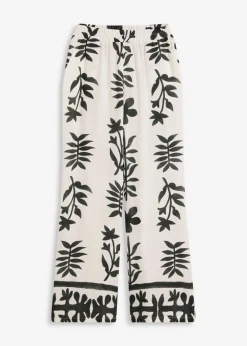 bonprix bonprix Pantalón estampado de viscosa fluida Blanco-negro Online