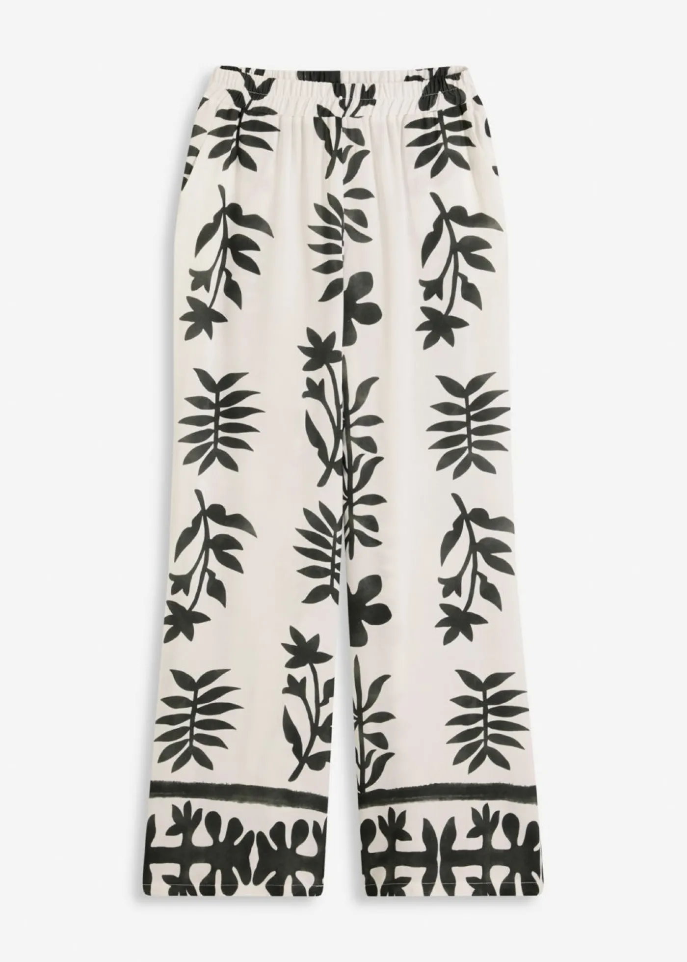 bonprix bonprix Pantalón estampado de viscosa fluida Blanco-negro Online