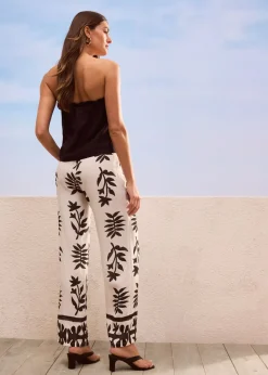bonprix bonprix Pantalón estampado de viscosa fluida Blanco-negro Online
