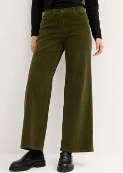 bonprix bonprix Pantalón estilo Marlene de pana Verde oliva oscuro Hot
