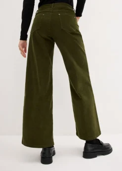 bonprix bonprix Pantalón estilo Marlene de pana Verde oliva oscuro Hot