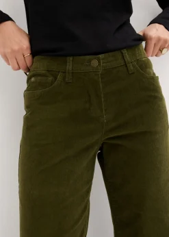 bonprix bonprix Pantalón estilo Marlene de pana Verde oliva oscuro Hot