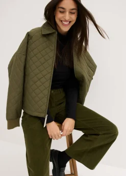 bonprix bonprix Pantalón estilo Marlene de pana Verde oliva oscuro Hot