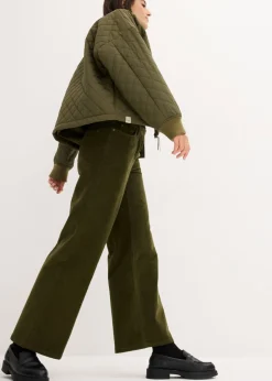bonprix bonprix Pantalón estilo Marlene de pana Verde oliva oscuro Hot