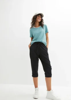 bonprix bonprix Pantalón funcional de largo capri y secado rápido Negro Clearance