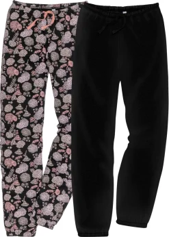bonprix bonprix Pantalón largo de pijama de algodón orgánico puro (2 unidades) Negro Discount