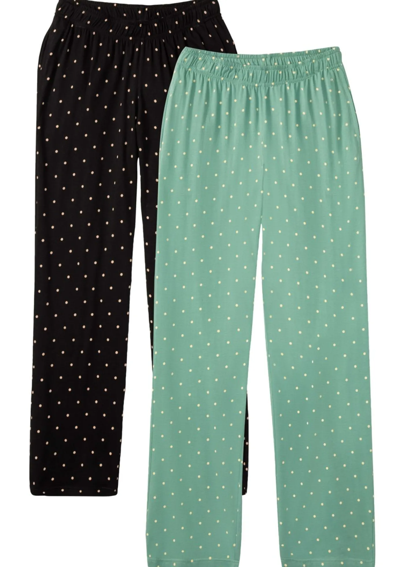 bonprix bonprix Pantalón largo de pijama de algodón puro (2 unidades) salvia ahumado+negro topos Best