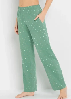 bonprix bonprix Pantalón largo de pijama de algodón puro (2 unidades) salvia ahumado+negro topos Best