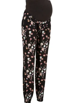 bonprix bpc bonprix collection Pantalón ligero premamá de viscosa con corte holgado Negro estampado Sale