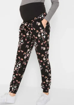 bonprix bpc bonprix collection Pantalón ligero premamá de viscosa con corte holgado Negro estampado Sale