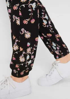 bonprix bpc bonprix collection Pantalón ligero premamá de viscosa con corte holgado Negro estampado Sale