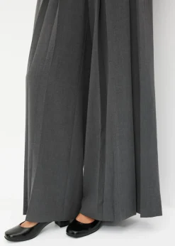 bonprix bonprix Pantalón Marlene ancho con mezcla de viscosa fluida Antracita jaspeado