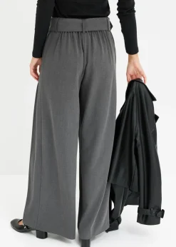 bonprix bonprix Pantalón Marlene ancho con mezcla de viscosa fluida Antracita jaspeado Outlet
