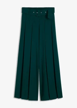 bonprix bonprix Pantalón Marlene ancho con mezcla de viscosa fluida Verde intenso New