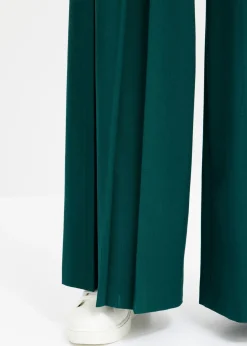 bonprix bonprix Pantalón Marlene ancho con mezcla de viscosa fluida Verde intenso New