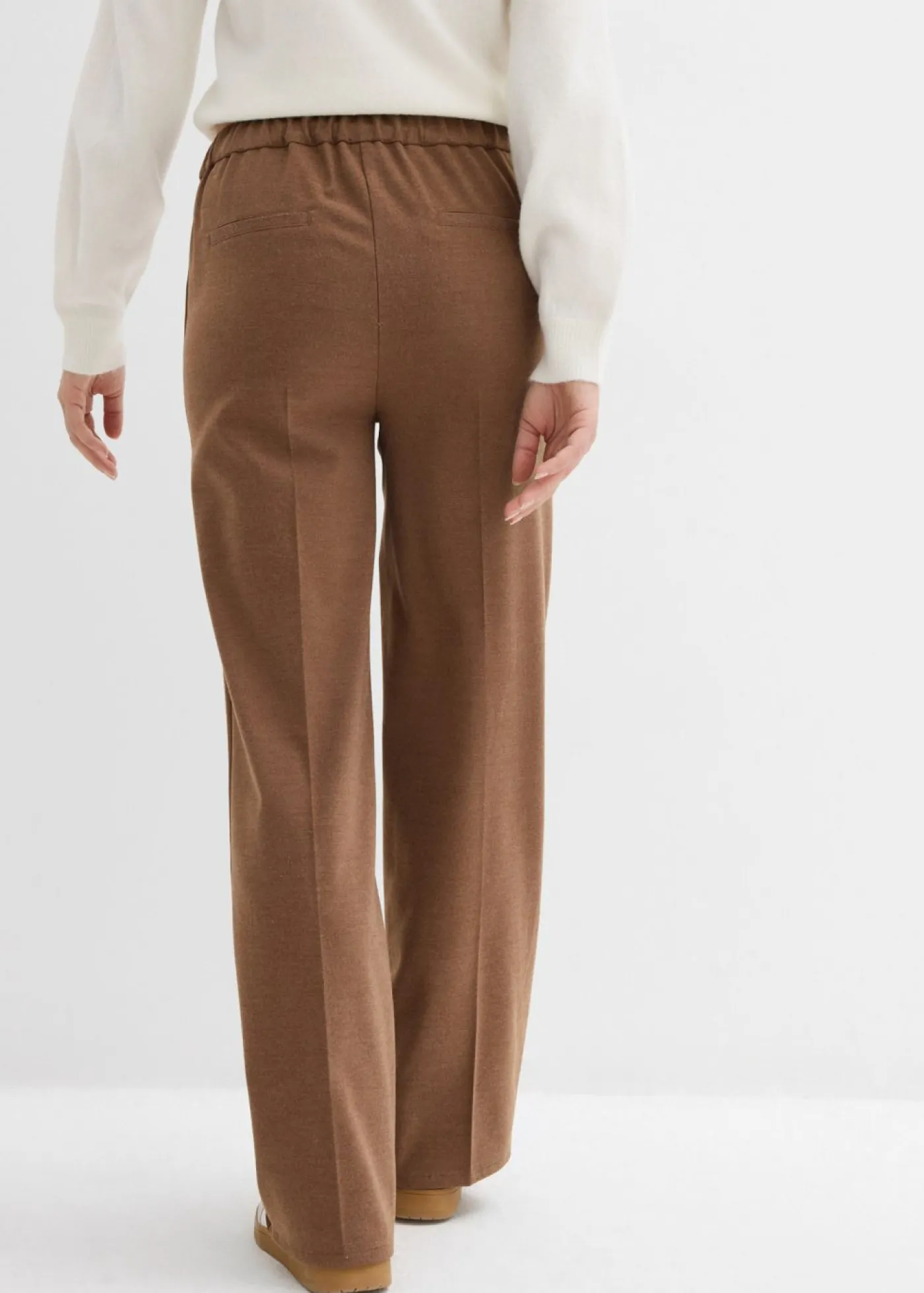 bonprix bonprix Pantalón Marlene con aspecto de lana marrón pimienta moteado Sale