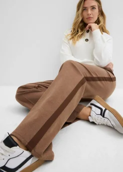 bonprix bonprix Pantalón Marlene con aspecto de lana marrón pimienta moteado Sale