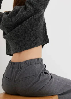 bonprix bonprix Pantalón Marlene con aspecto de lana Antracita jaspeado Outlet