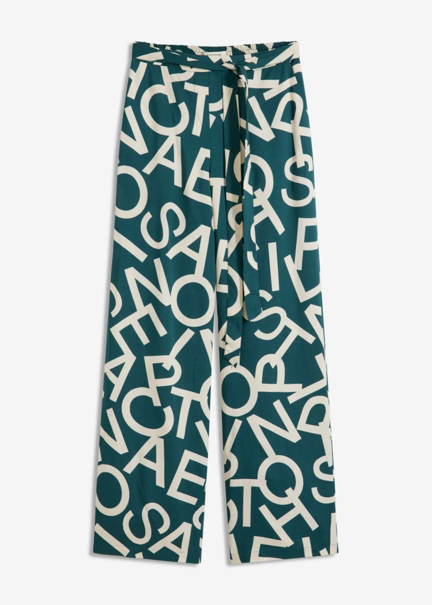 bonprix bonprix Pantalón Marlene con cinturón Verde pimiento/gris guijarro con estampado de gráfico Sale