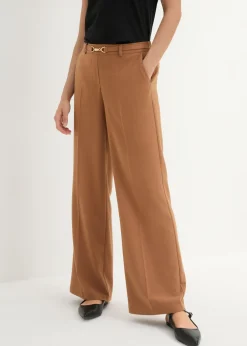bonprix bonprix Pantalón Marlene con cinturón decorativo Marrón moka Best