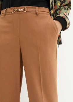 bonprix bonprix Pantalón Marlene con cinturón decorativo Marrón moka Best