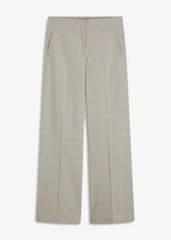 bonprix bonprix Pantalón Marlene con viscosa de cuadro galés Gris claro/rosa claro de cuadros Clearance