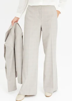 bonprix bonprix Pantalón Marlene con viscosa de cuadro galés Gris claro/rosa claro de cuadros Clearance