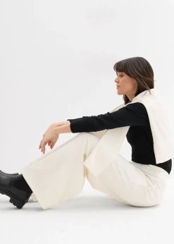 bonprix bonprix Pantalón Marlene de cómodo tejido Punto di Roma blanco perla Best