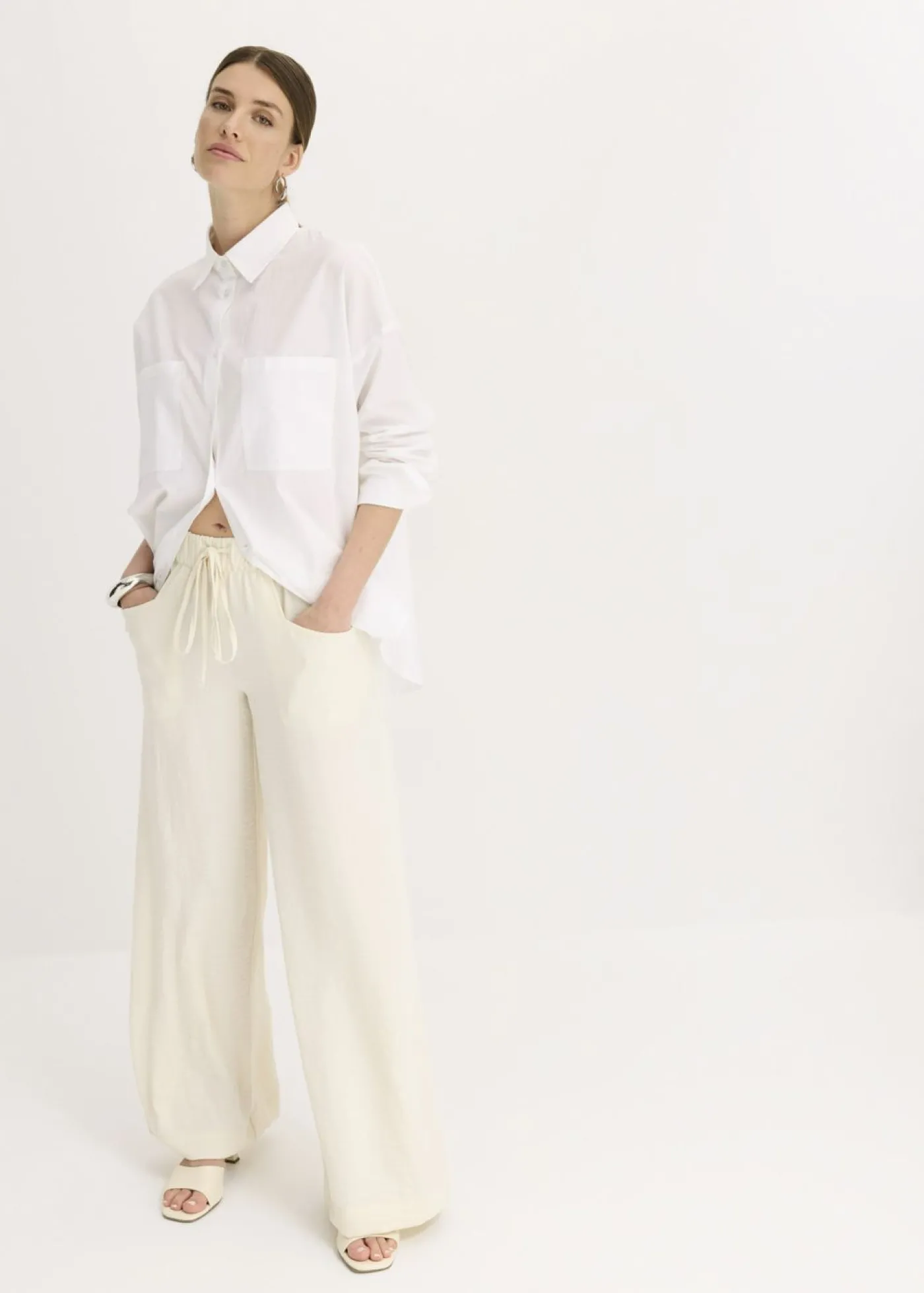 bonprix bonprix Pantalón Marlene de crepé ligero Beige natural Best