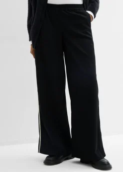 bonprix bonprix Pantalón Marlene de mezcla de viscosa Negro-blanco lana Hot