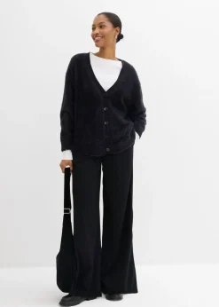 bonprix bonprix Pantalón Marlene de mezcla de viscosa Negro-blanco lana Hot