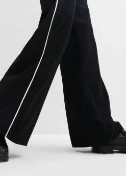 bonprix bonprix Pantalón Marlene de mezcla de viscosa Negro-blanco lana Hot