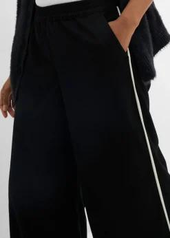 bonprix bonprix Pantalón Marlene de mezcla de viscosa Negro-blanco lana Hot