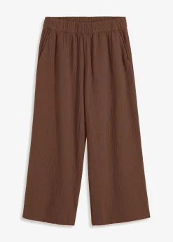 bonprix bonprix Pantalón Marlene de muselina de algodón marrón