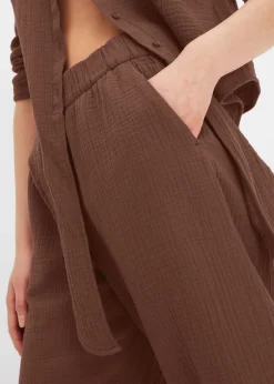 bonprix bonprix Pantalón Marlene de muselina de algodón marrón