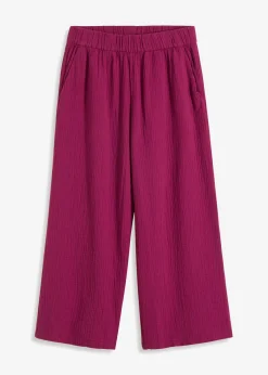 bonprix bonprix Pantalón Marlene de muselina de algodón Violeta New
