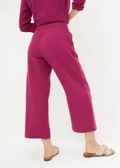 bonprix bonprix Pantalón Marlene de muselina de algodón Violeta New