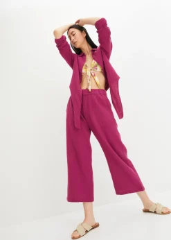 bonprix bonprix Pantalón Marlene de muselina de algodón Violeta New
