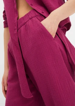 bonprix bonprix Pantalón Marlene de muselina de algodón Violeta New