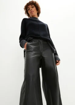 bonprix bonprix Pantalón Marlene de napa de cordero Negro Sale