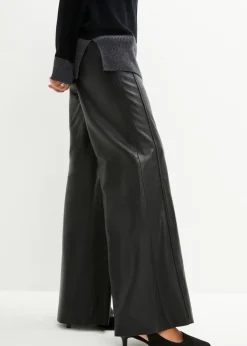 bonprix bonprix Pantalón Marlene de napa de cordero Negro Sale