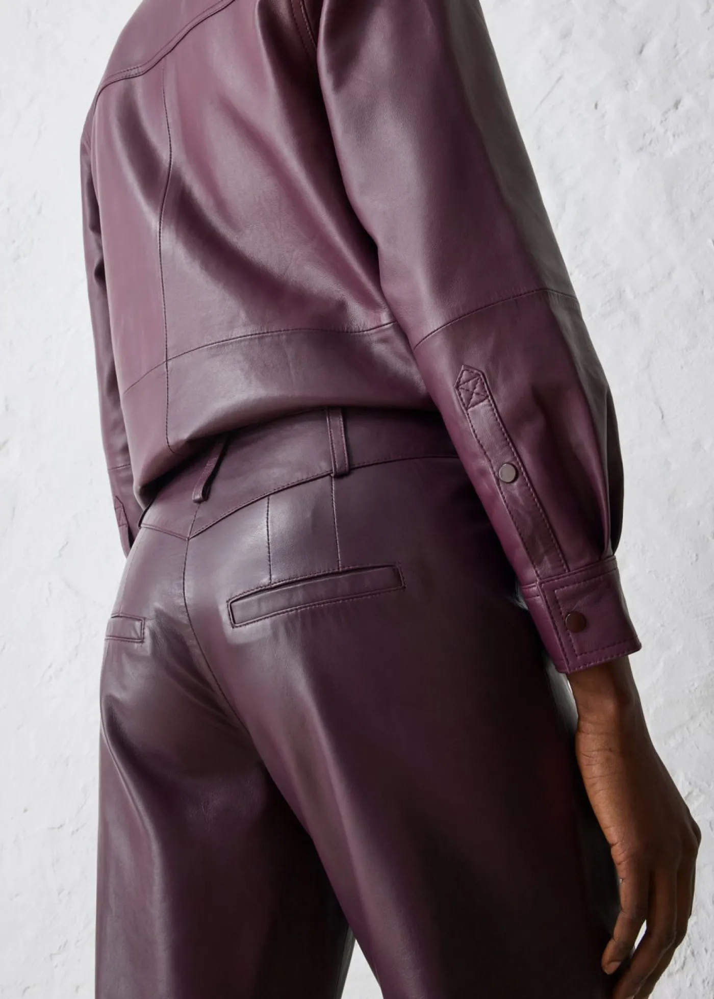 bonprix bonprix Pantalón Marlene de napa de cordero rojo burdeos Discount