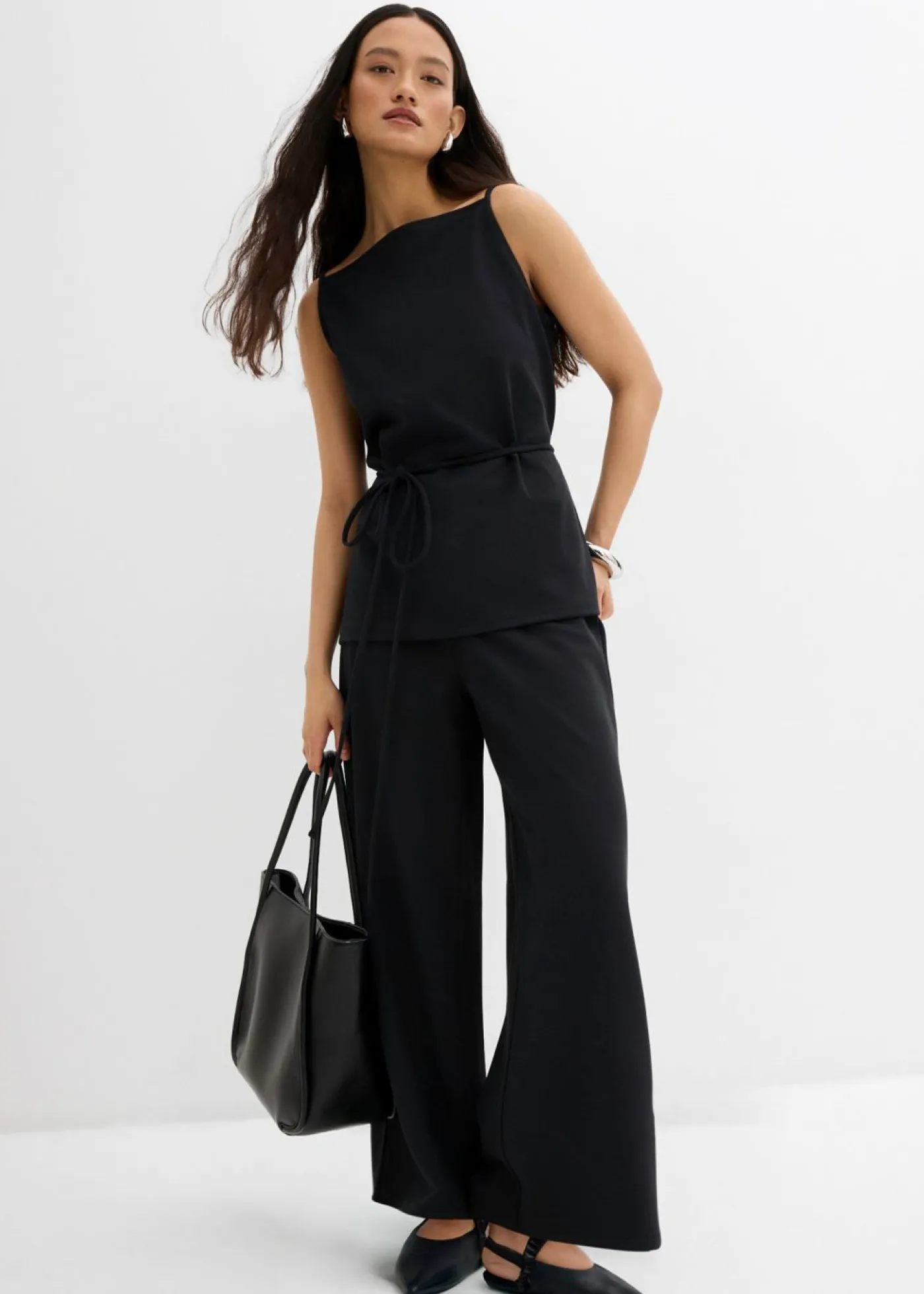 bonprix bonprix Pantalón Marlene de piqué Negro Online