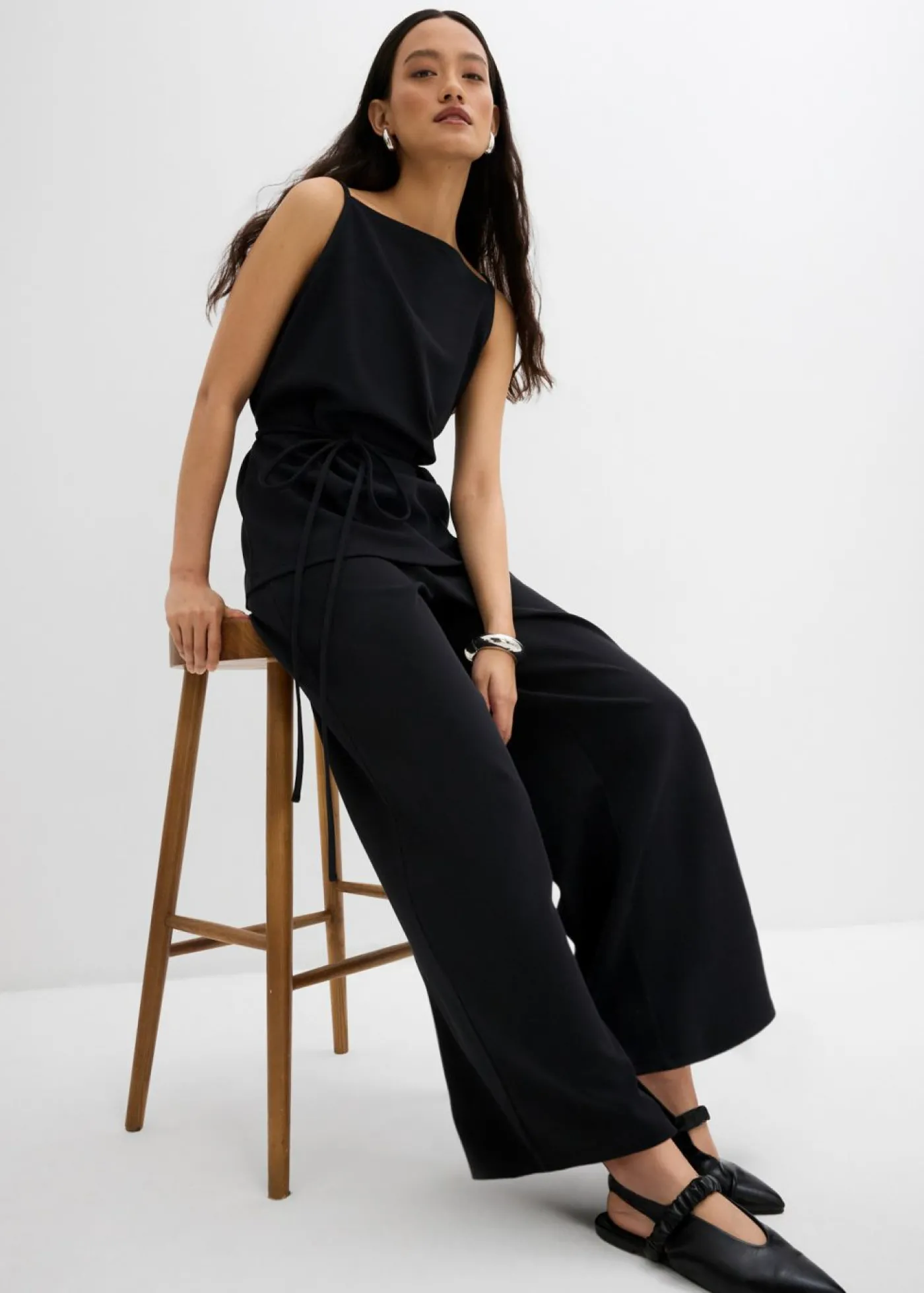 bonprix bonprix Pantalón Marlene de piqué Negro Online